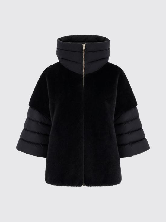26FW 에르노 새틴 & 레이디 얼터너티브 퍼 케이프 다운 자켓 PI002132D12170Z 9300 Black - HERNO