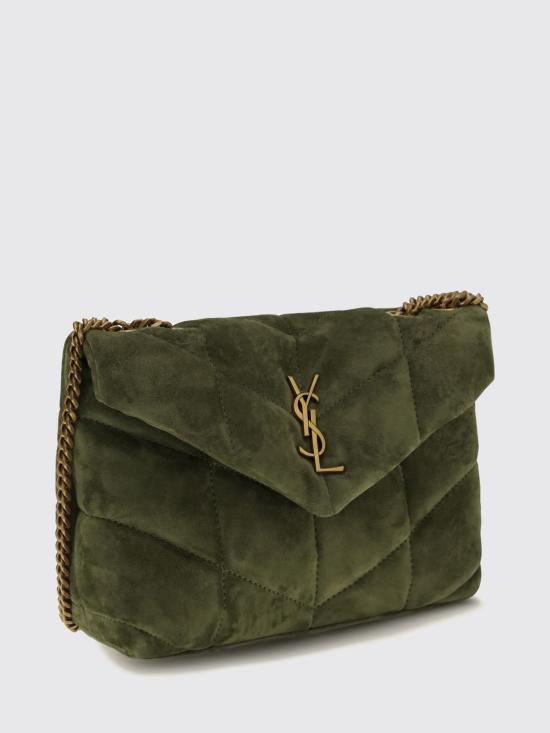 26FW 생로랑 토이 푸퍼 스웨이드 숄더백 7593371U807 3353 Green - SAINT LAURENT