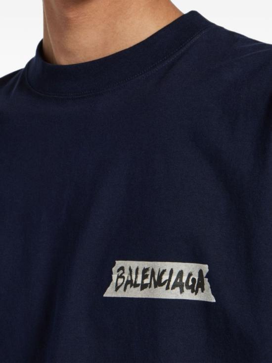 26FW 발렌시아가 마스킹 테이프 티셔츠 미디움 핏 764235TTVL68065 Blue - BALENCIAGA