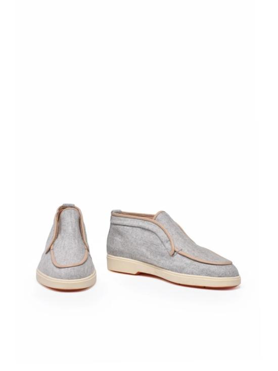 25FW 산토니 플랫 슈즈 연회색 폴리에스터 소재 로퍼 - SANTONI