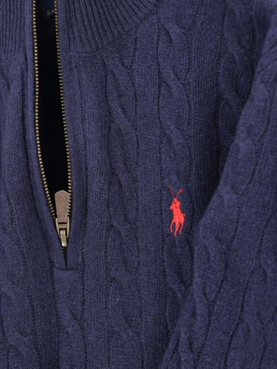 26FW 폴로 랄프로렌 포니 자수 케이블 니트 점퍼 710 876766002 Blue - POLO RALPH LAUREN