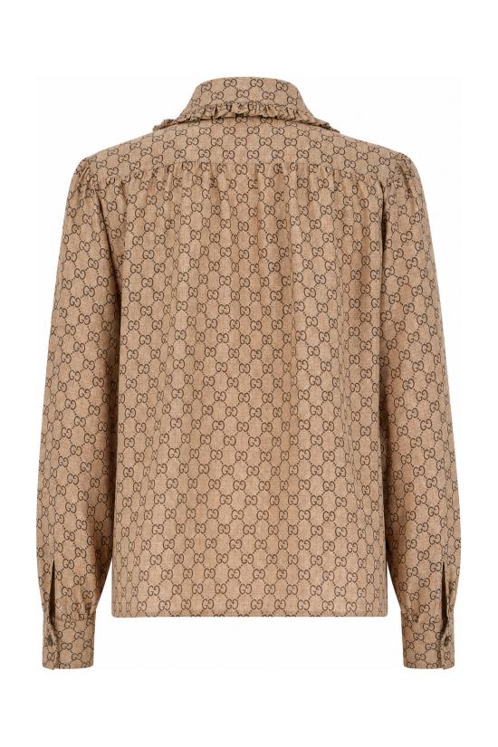 26FW 구찌 프린트 실크 크레이프 드 신 셔츠 A005Y5ZAVRI 2270 EBONY - GUCCI