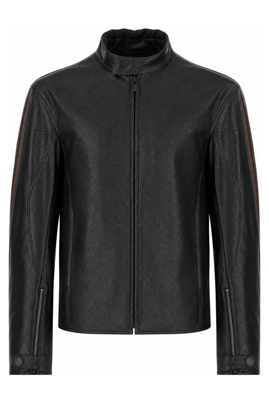 26FW 구찌 웹 디테일 레더 바이커 자켓 874158XNBDW 1060 NERO
