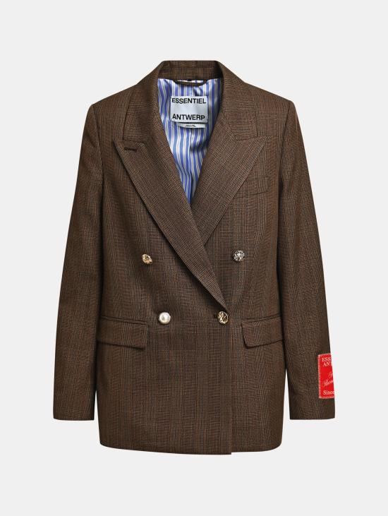 26FW 에센셜앤트워프 자켓 블레이저 도피오페토 오버사이즈 콰드리 마로네 - ESSENTIEL ANTWERP
