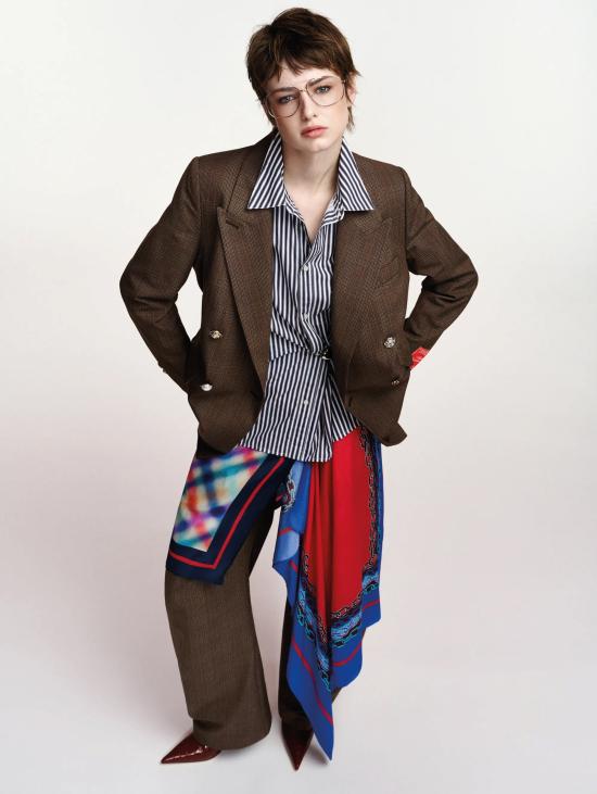 26FW 에센셜앤트워프 자켓 블레이저 도피오페토 오버사이즈 콰드리 마로네 - ESSENTIEL ANTWERP