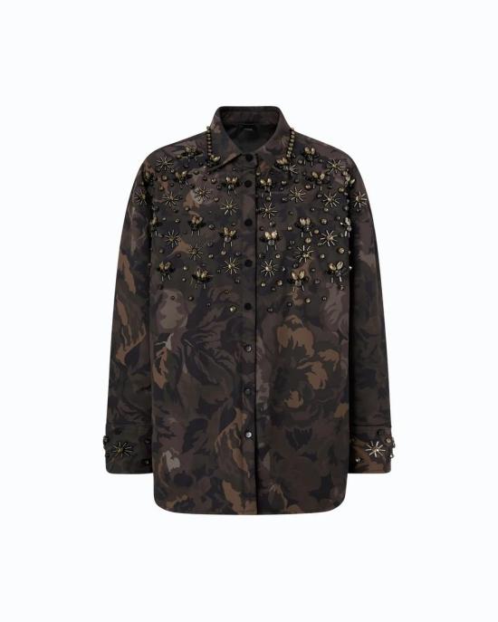 26FW 핑코 셔츠 107916A3LY SD3 MULT VERDE NERO