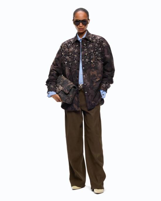 26FW 핑코 셔츠 107916A3LY SD3 MULT VERDE NERO - PINKO