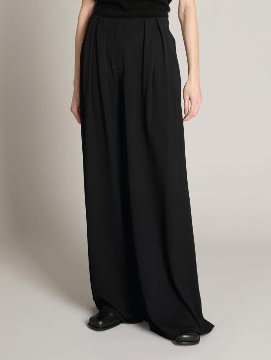 26FW 막스마라 팬츠 Jersey con Gamba Larga e Pieghe Nero를 입은 Pantaloni