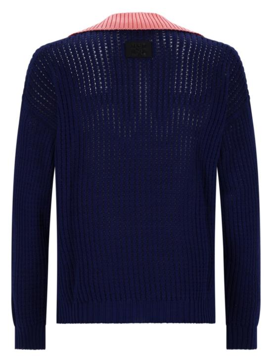  펜디 시스루 케이블 코튼 니트 폴로 스웨터 FZE077 AYY3F1A9C Blue - FENDI