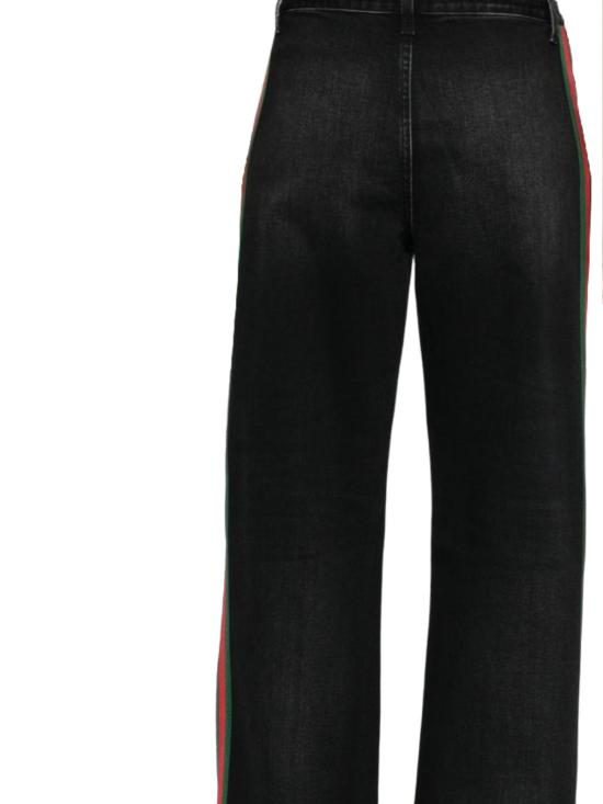 26FW 구찌 웹 디테일 스트레치 코튼 데님 팬츠 875834 XDDIL1000 WASHED BLACK - GUCCI