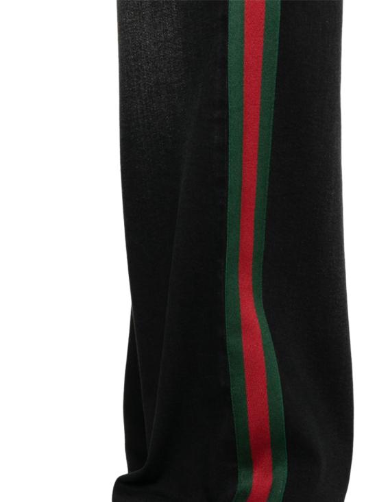 26FW 구찌 웹 디테일 스트레치 코튼 데님 팬츠 875834 XDDIL1000 WASHED BLACK - GUCCI