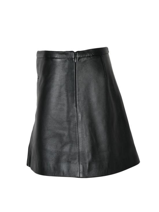 25FW 쿠레쥬 스커트 모던한 실루엣의 플레어 블랙 가죽 미니 - COURREGES