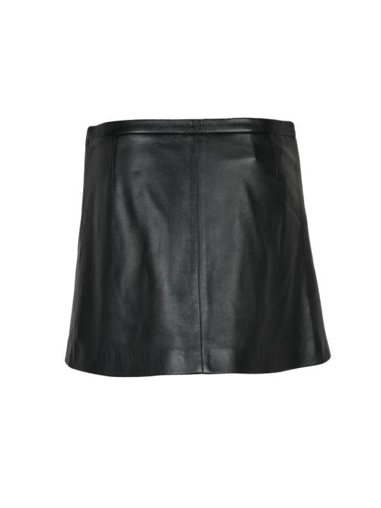 25FW 쿠레쥬 스커트 모던한 실루엣의 플레어 블랙 가죽 미니 - COURREGES