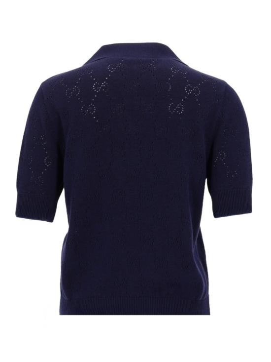  구찌 GG 포인텔 코튼 실크 폴로 셔츠 856203 XKFCO4522 Blue - GUCCI