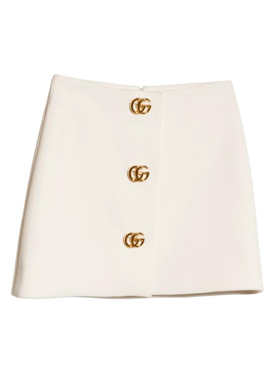 26FW 구찌 크레이프 울 더블 G 버튼 스커트 864526ZACKN 9050 BIANCO