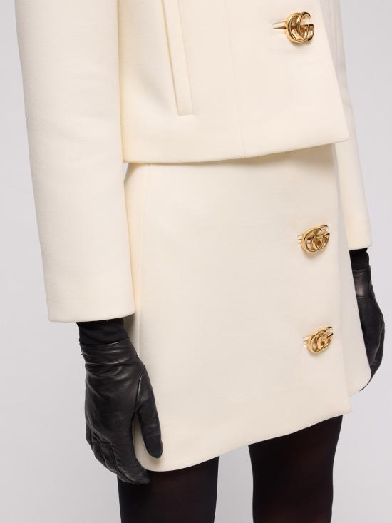 26FW 구찌 크레이프 울 더블 G 버튼 스커트 864526ZACKN 9050 BIANCO - GUCCI