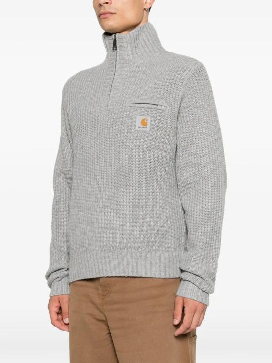 26FW 칼하트 WIP 디트로이트 하프 집 스웨터 I035398 V6XX GREY HEATHER DOM - CARHARTT WIP