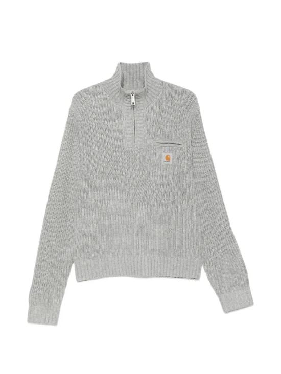 26FW 칼하트 WIP 디트로이트 하프 집 스웨터 I035398 V6XX GREY HEATHER DOM
