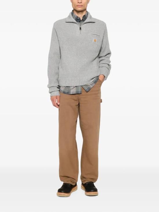 26FW 칼하트 WIP 디트로이트 하프 집 스웨터 I035398 V6XX GREY HEATHER DOM - CARHARTT WIP