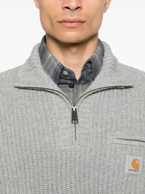 26FW 칼하트 WIP 디트로이트 하프 집 스웨터 I035398 V6XX GREY HEATHER DOM - CARHARTT WIP