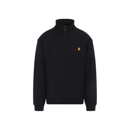 26FW 칼하트 WIP 하프 집 아메리칸 스크립트 스웨트셔츠 I02701489XX BLACK - CARHARTT WIP