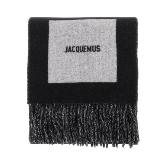 26FW 자크뮈스 롱드 카레 울 머플러 ACU00579AOT4044 Black - JACQUEMUS