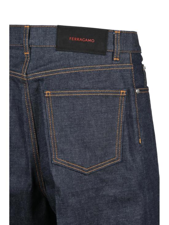 25FW 살바토레 페라가모 데님 파란색 면 와이드 레그 진 - SALVATORE FERRAGAMO