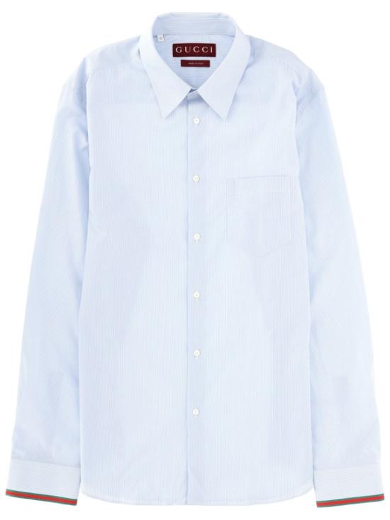  구찌 웹 디테일 스트라이프 코튼 셔츠 852707 ZAS5W4305 Blue
