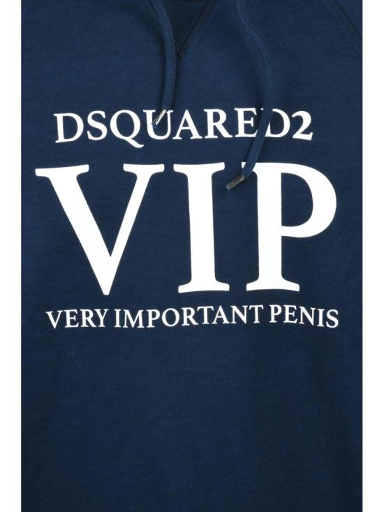 25FW 디스퀘어드2 탑 파란색 면 크롭 후드티 - DSQUARED2