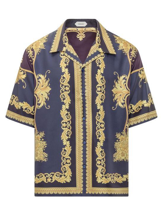 26FW 베르사체 긴팔 셔츠 10274701A19254 5UL30 NAVY AUBERGINE GOLD