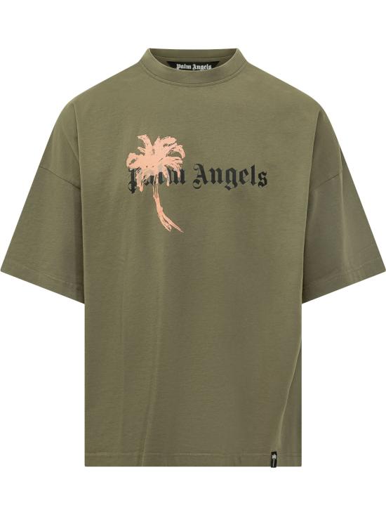 26FW 팜앤젤스 반팔 티셔츠 PAMAA03W26JR06 5410 OLIVE GREEN BLACK