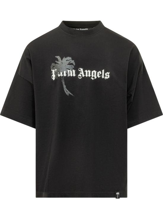 26FW 팜앤젤스 반팔 티셔츠 PAMAA03W26JR06 1003 BLACK OFF WHITE