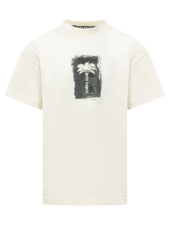 26FW 팜앤젤스 반팔 티셔츠 PAMAA01W26JR19 0310 OFF WHITE BLACK