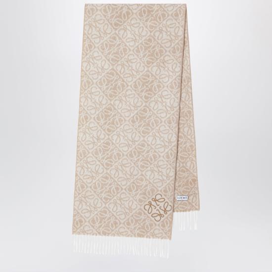 26FW 로에베 애너그램 울 캐시미어 스카프 F811SS1X01WO Beige