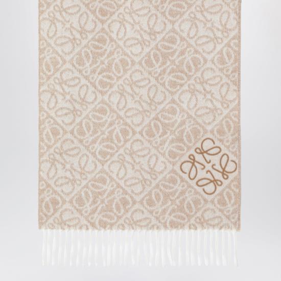26FW 로에베 애너그램 울 캐시미어 스카프 F811SS1X01WO Beige - LOEWE
