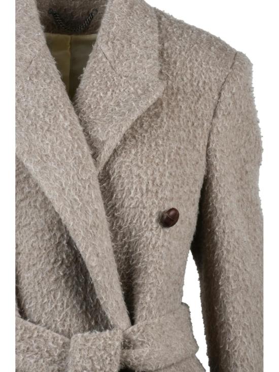 25FW 골든구스 코트 질감이 있는 울 모헤어 혼방 소재의 더블 브레스트 랩 - GOLDEN GOOSE