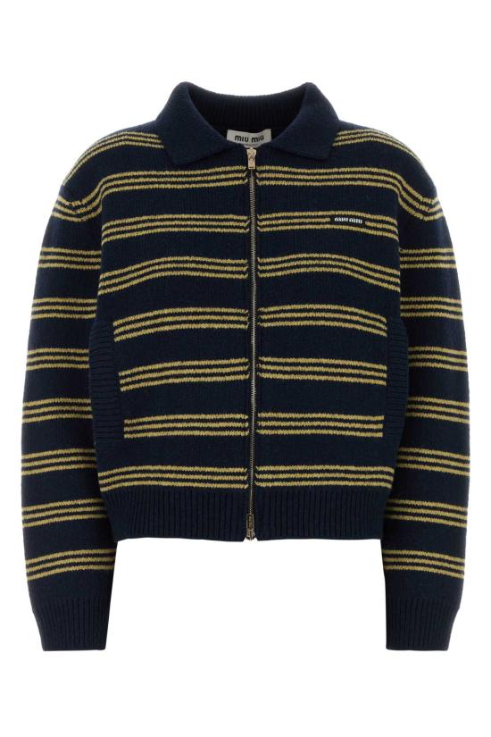 26FW 미우미우 로고 패치 울 캐시미어 가디건 MMF04ASOOO6300 F0008 NAVY