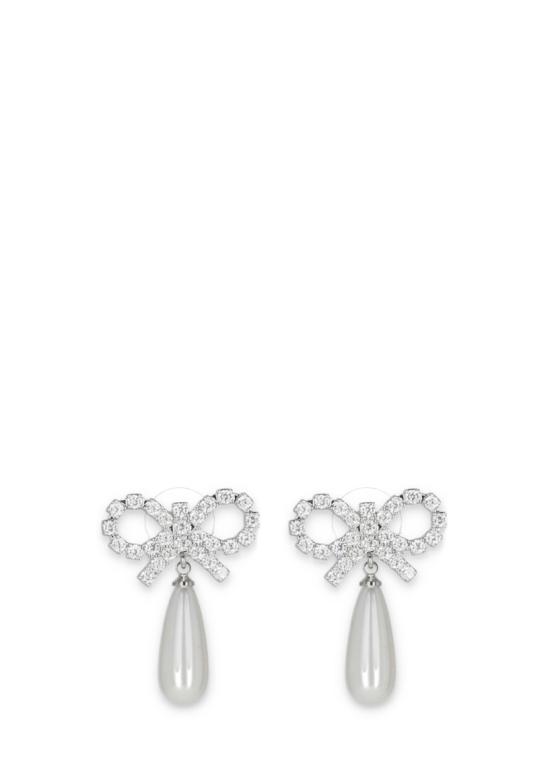 26SS 셀프 포트레이트 주얼리 RS26631EPCRYSTAL BOW PEARLPEARL Silver