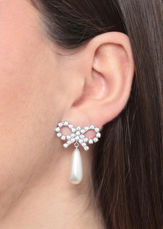 26SS 셀프 포트레이트 주얼리 RS26631EPCRYSTAL BOW PEARLPEARL Silver - SELF PORTRAIT