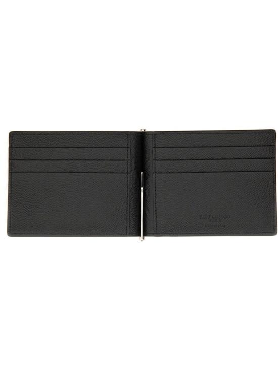  생로랑 그랑 드 뿌드르 엠보스드 레더 빌 클립 지갑 378005 BTY0N1000 Black - SAINT LAURENT