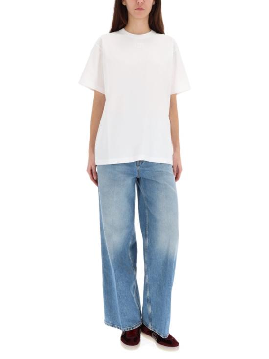  구찌 로고 자수 코튼 저지 반팔 티셔츠 837959 XJHJR9692 White - GUCCI