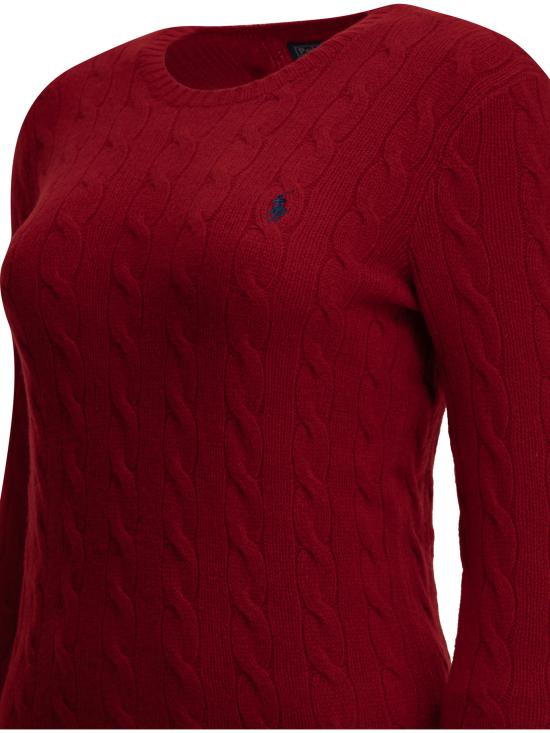 26FW 폴로 랄프로렌 폴로 자수 케이블 니트 스웨터 211971865 505UNIVERSITYRED - POLO RALPH LAUREN