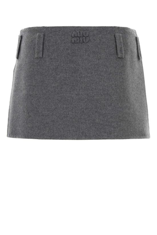 26FW 미우미우 슬릿 울 캐시미어 미니 스커트 MG2750SOOO15Q8 F0031 Grey - MIU MIU