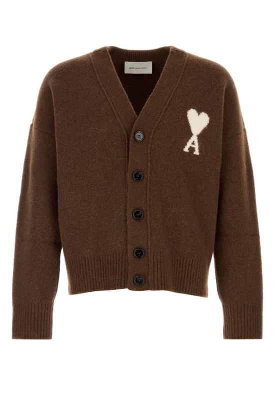 26FW 아미 빅 하트 로고 알파카 니트 가디건 UKC365KN0135 A362 Brown