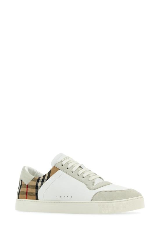 26FW 버버리 레더 스웨이드 체크 스니커즈 8069089 A9022 WHITE - BURBERRY