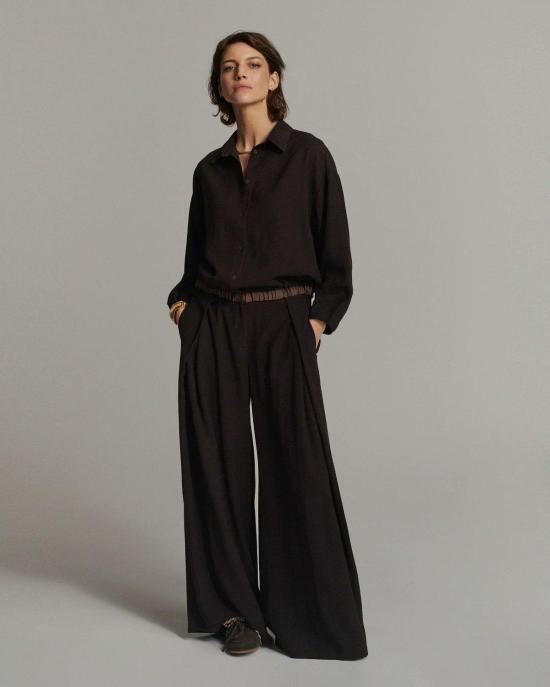  Summum 스트레이트 팬츠 메가 와이드 팬츠 초콜릿 브라운 - OTHER BRANDS