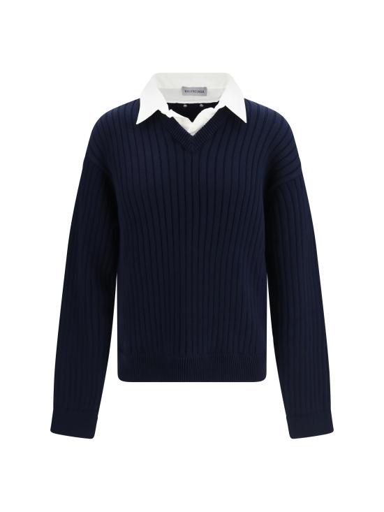 26FW 발렌시아가 하이브리드 셔츠 니트 스웨터 A00933T3468 4170 BLUE