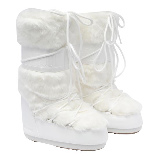 26FW 문부츠 아이콘 포우 퍼 부츠 1408900 A002 WHITE - MOON BOOT