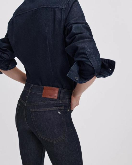  랙앤본 데님 팬츠 Rag & Bone Peyton 미드라이즈 부츠컷 진 다크 린스 - RAG & BONE