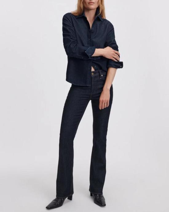  랙앤본 데님 팬츠 Rag & Bone Peyton 미드라이즈 부츠컷 진 다크 린스 - RAG & BONE